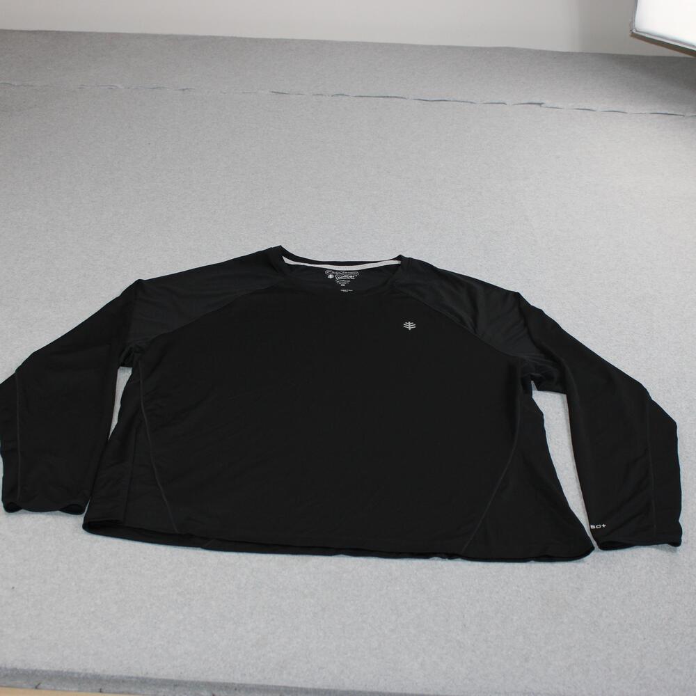 Coolibar Shirt Womens 3XL Black Long Sleeve UPF 50+ Devi Fitness Outdoors READ